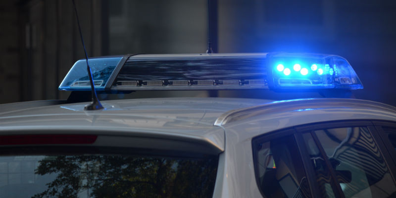 Lights on a police car