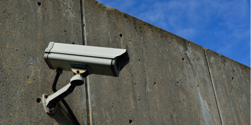 Conventional CCTV on the side of a building