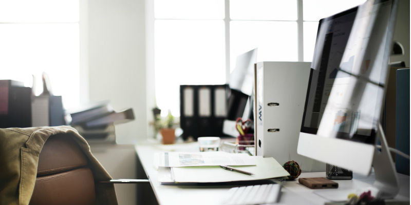 Empty desk in office