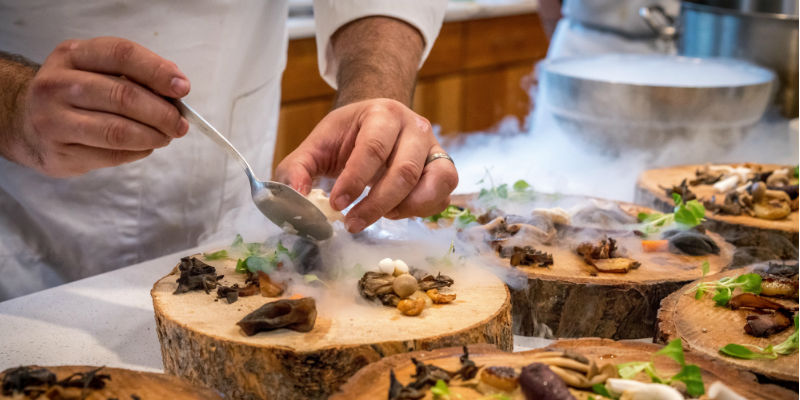 A chef making food