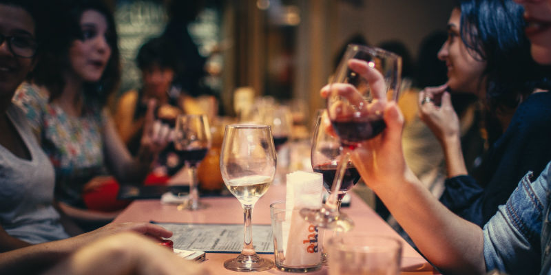 People drinking in restaurant 