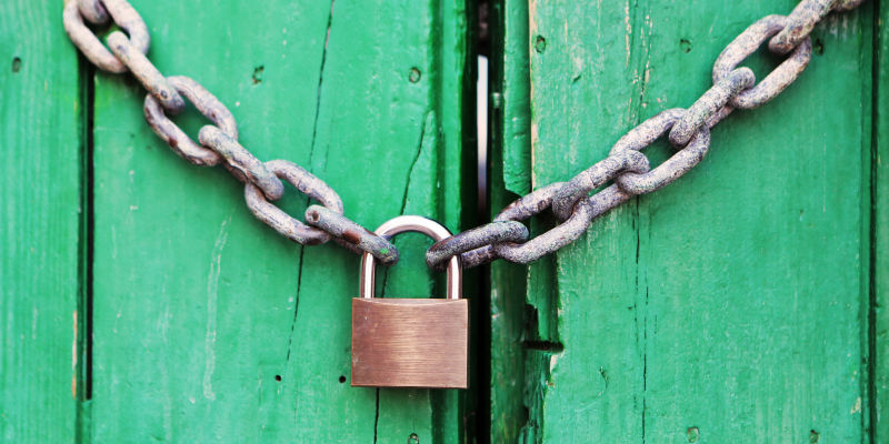 Padlock on a business gate